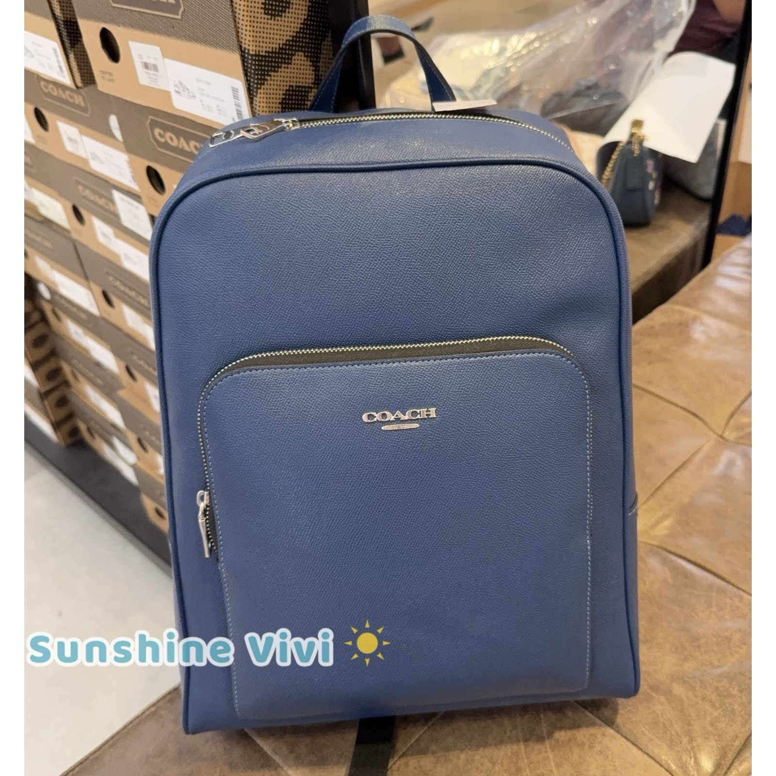 Nwt Coach Aiden Backpack Crossgrain Leather Cdy10 Sv/True Blue